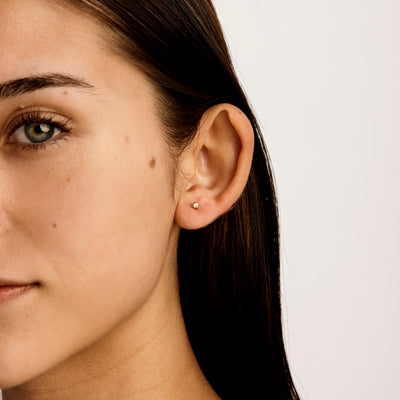 Delicate Rainbow Moonstone Gold Studs