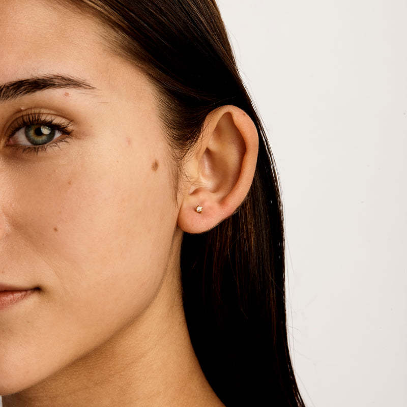 Delicate Rainbow Moonstone Gold Studs