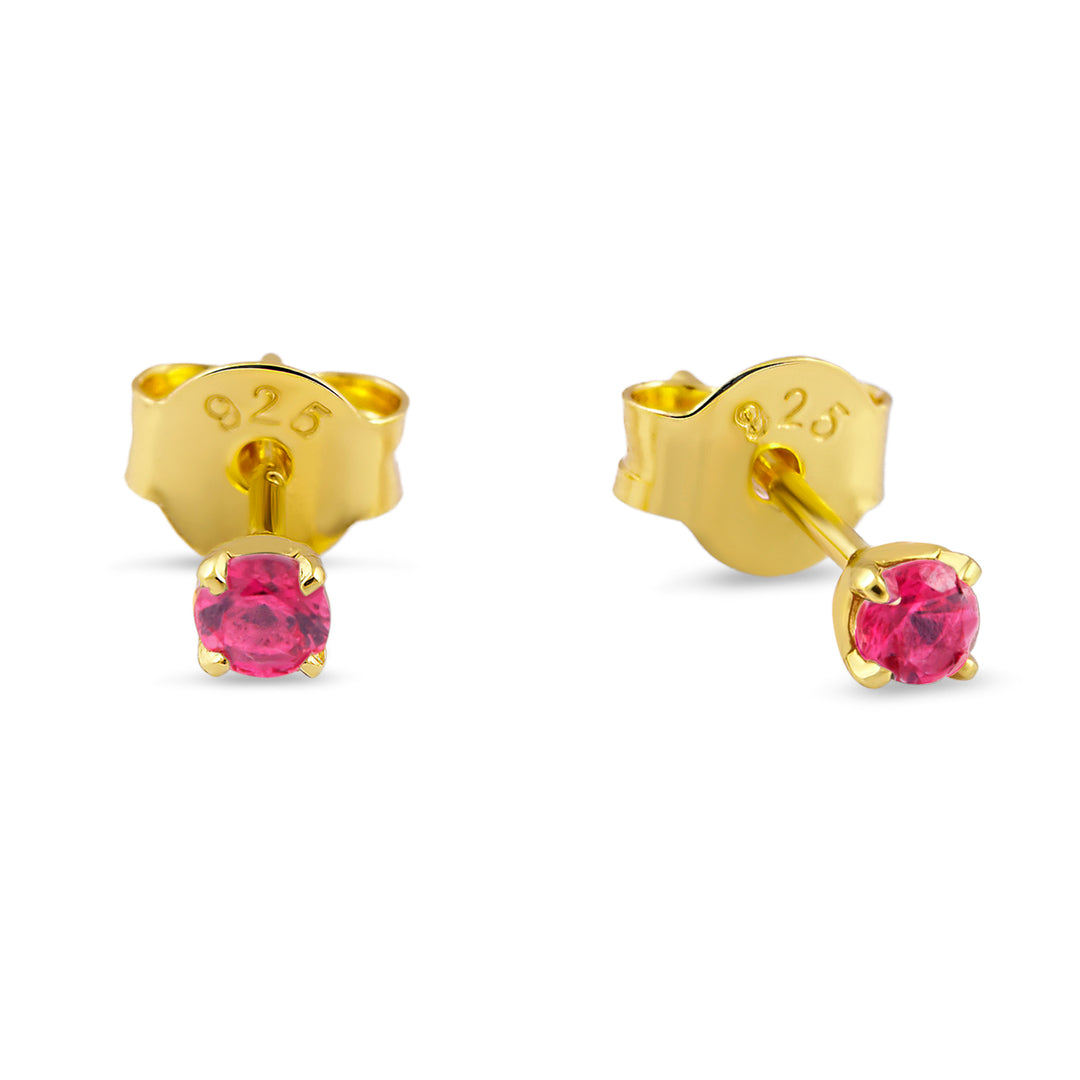 Delicate Ruby Gold Studs