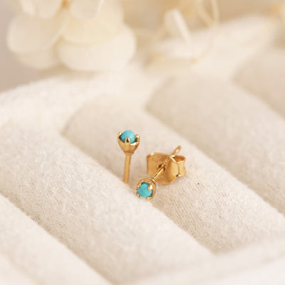 Delicate Turquoise Studs Gold