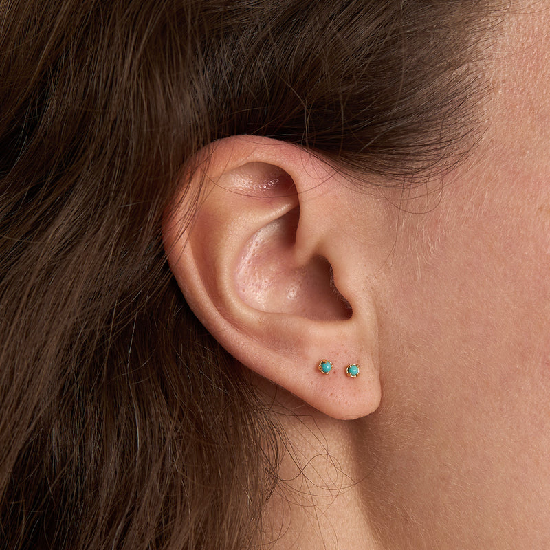 Delicate Turquoise Studs Gold