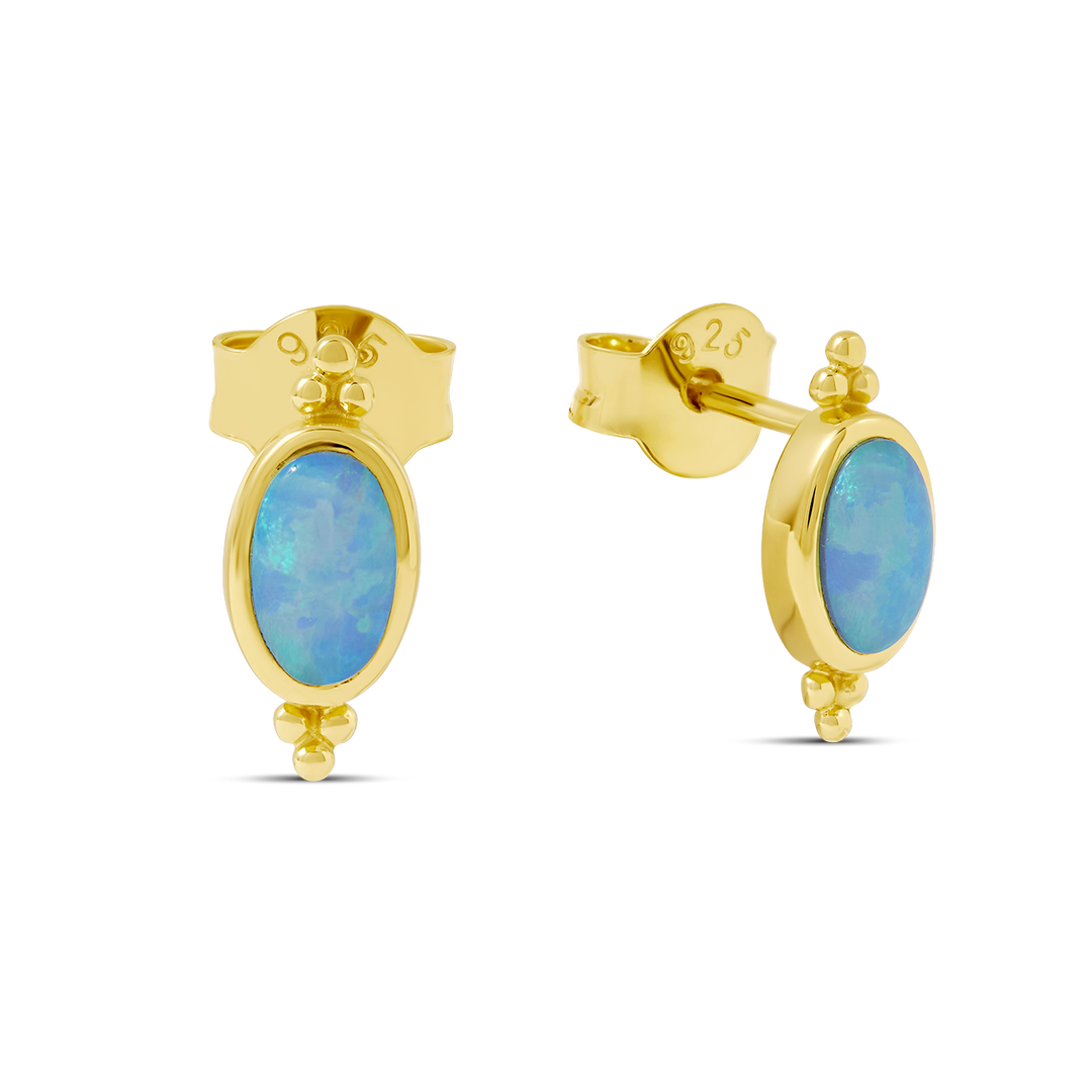 Moon Song Azure Opal Studs Gold