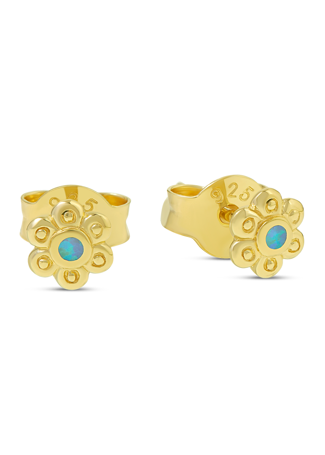 Dainty Blossom Azure Opal Studs Gold