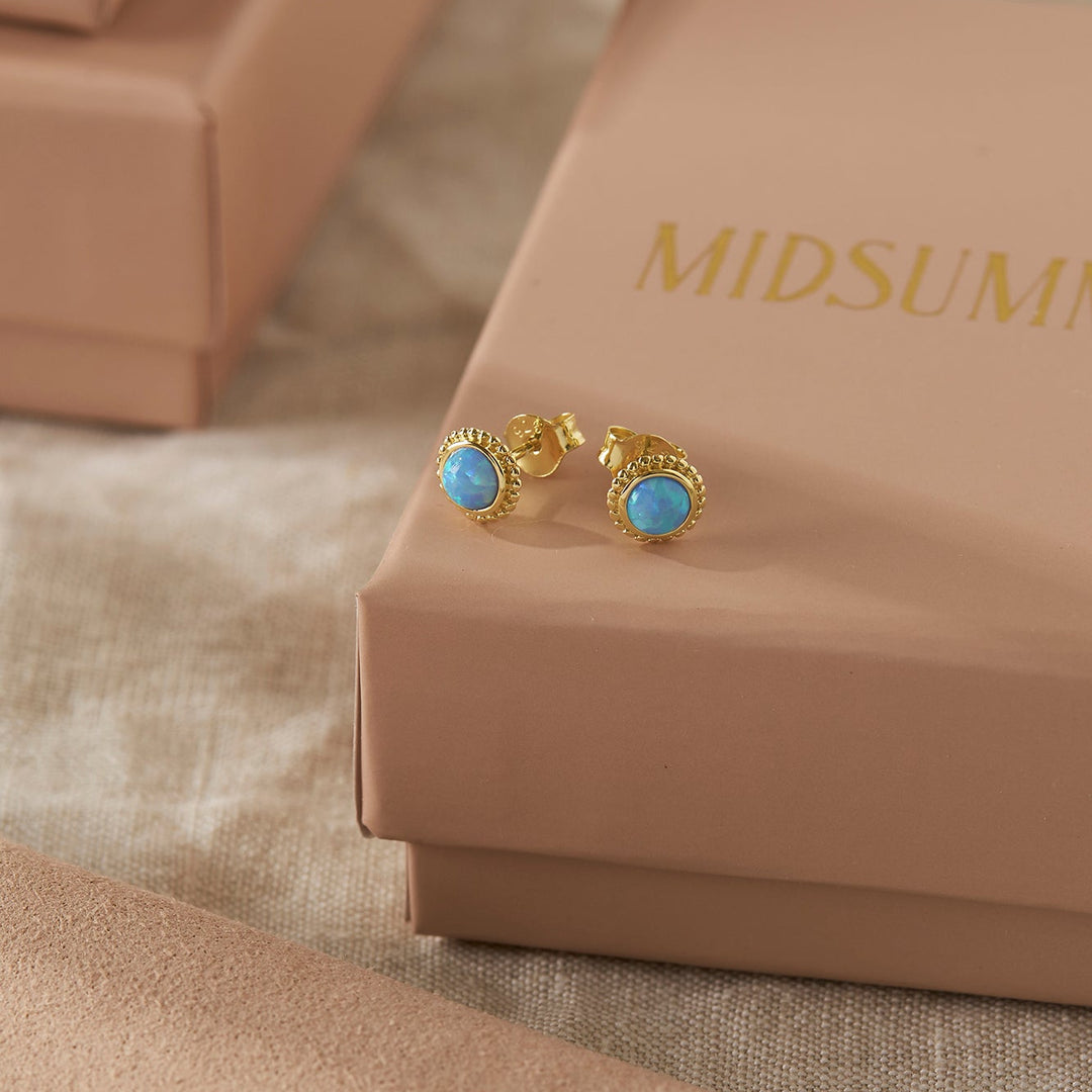Azure Opal Sun Studs Gold