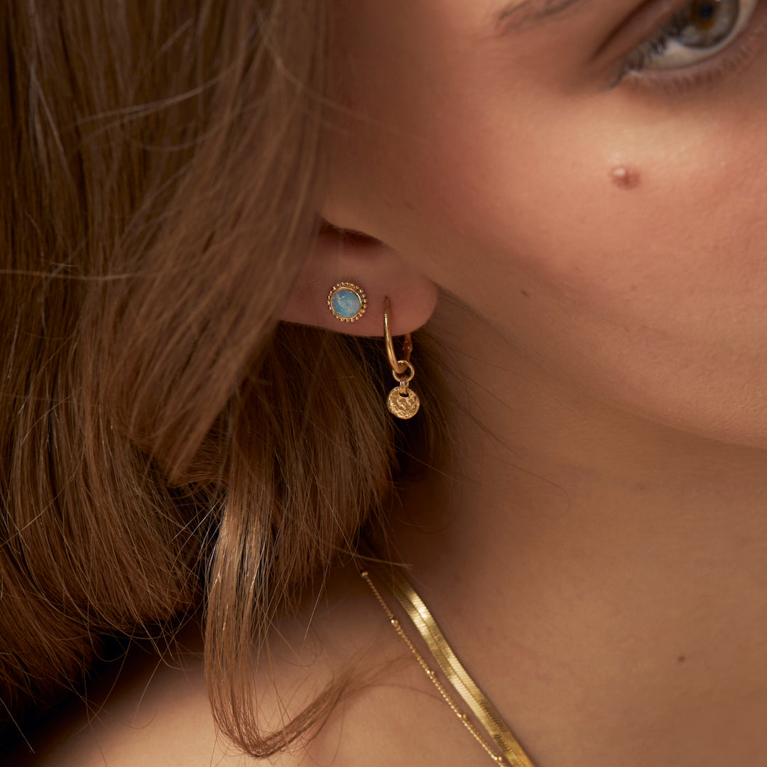 Azure Opal Sun Studs Gold