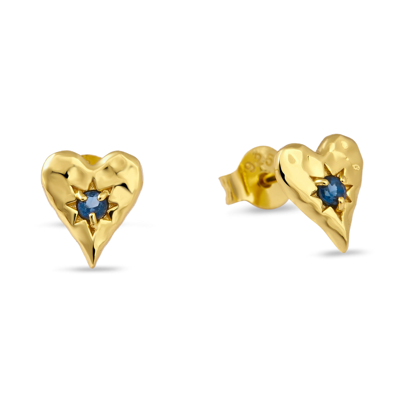 Love Heart London Blue Studs Gold