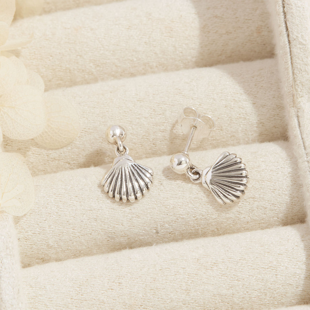 Seashell Drop Studs