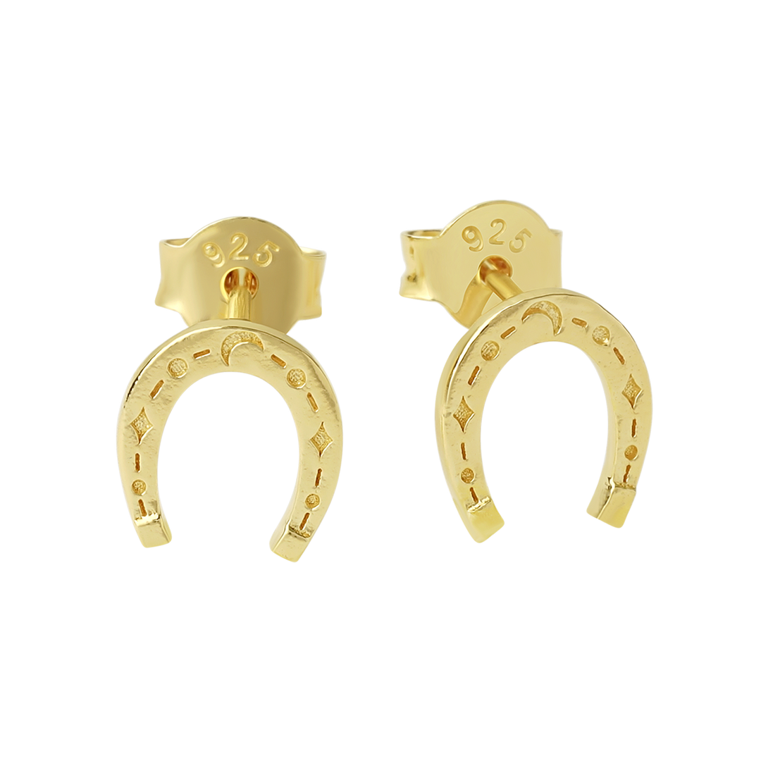 Lucky Horseshoe Studs Gold