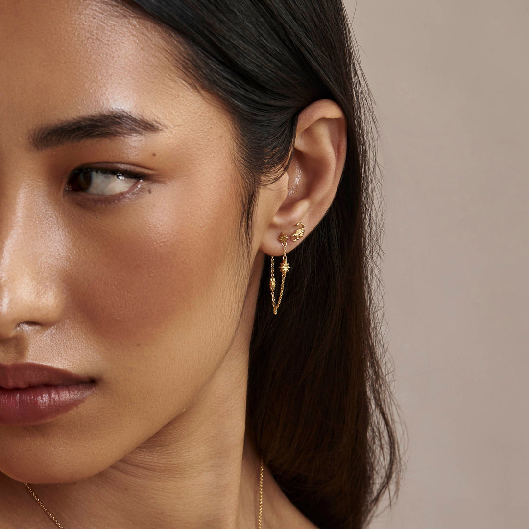 Celestial Ripple Drop Studs Gold