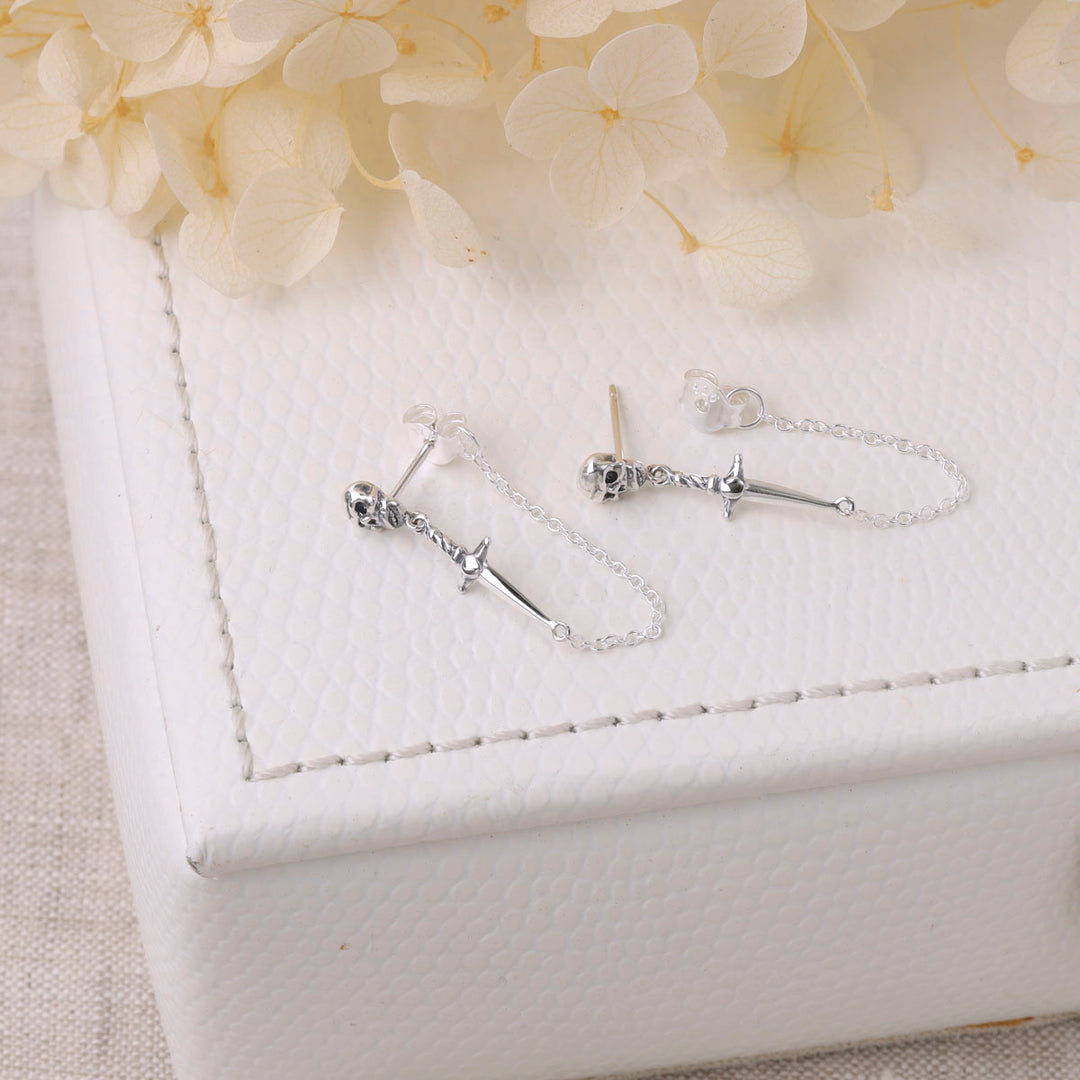 Dagger and Skull Chain Studs
