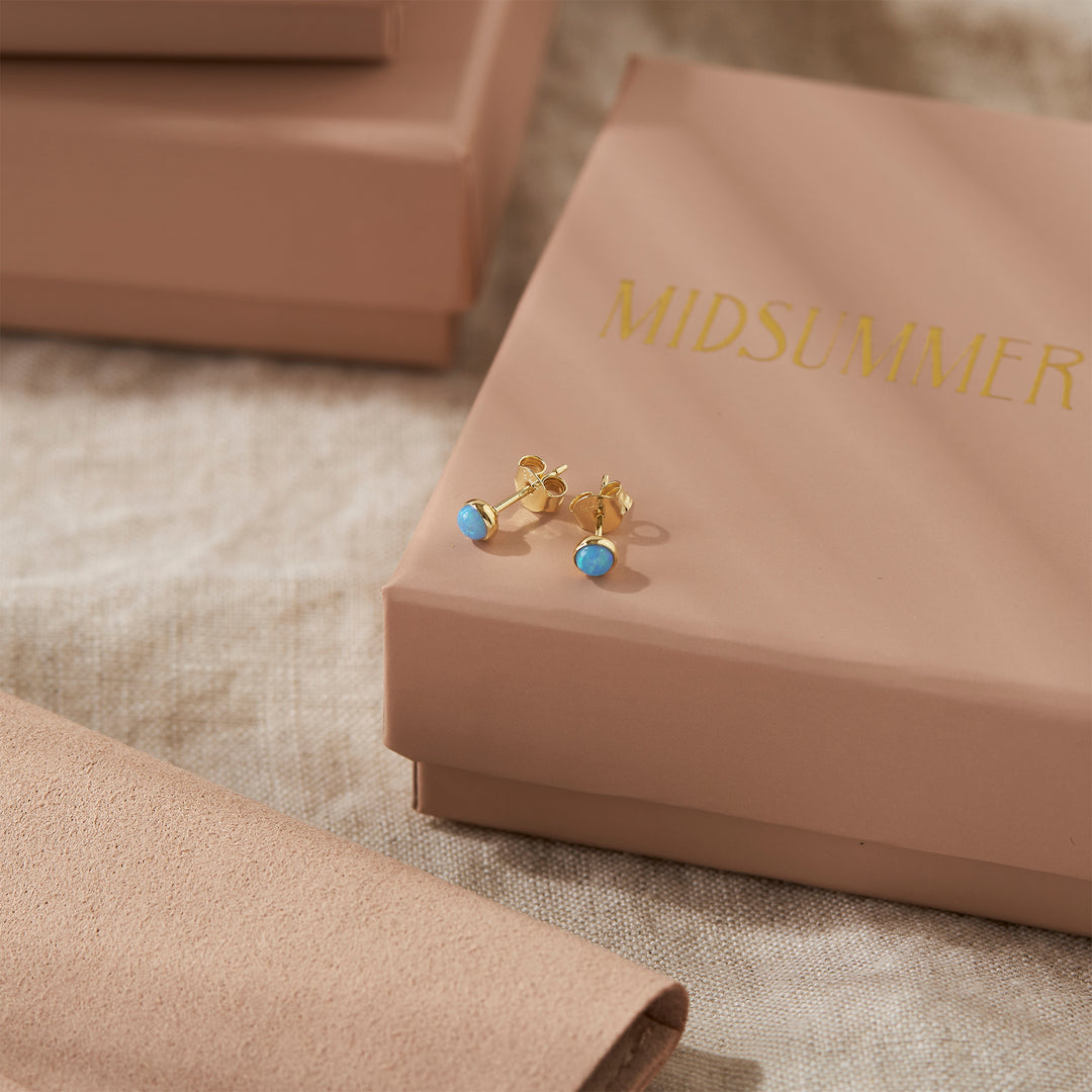 Orb Azure Opal Azure Gold Studs