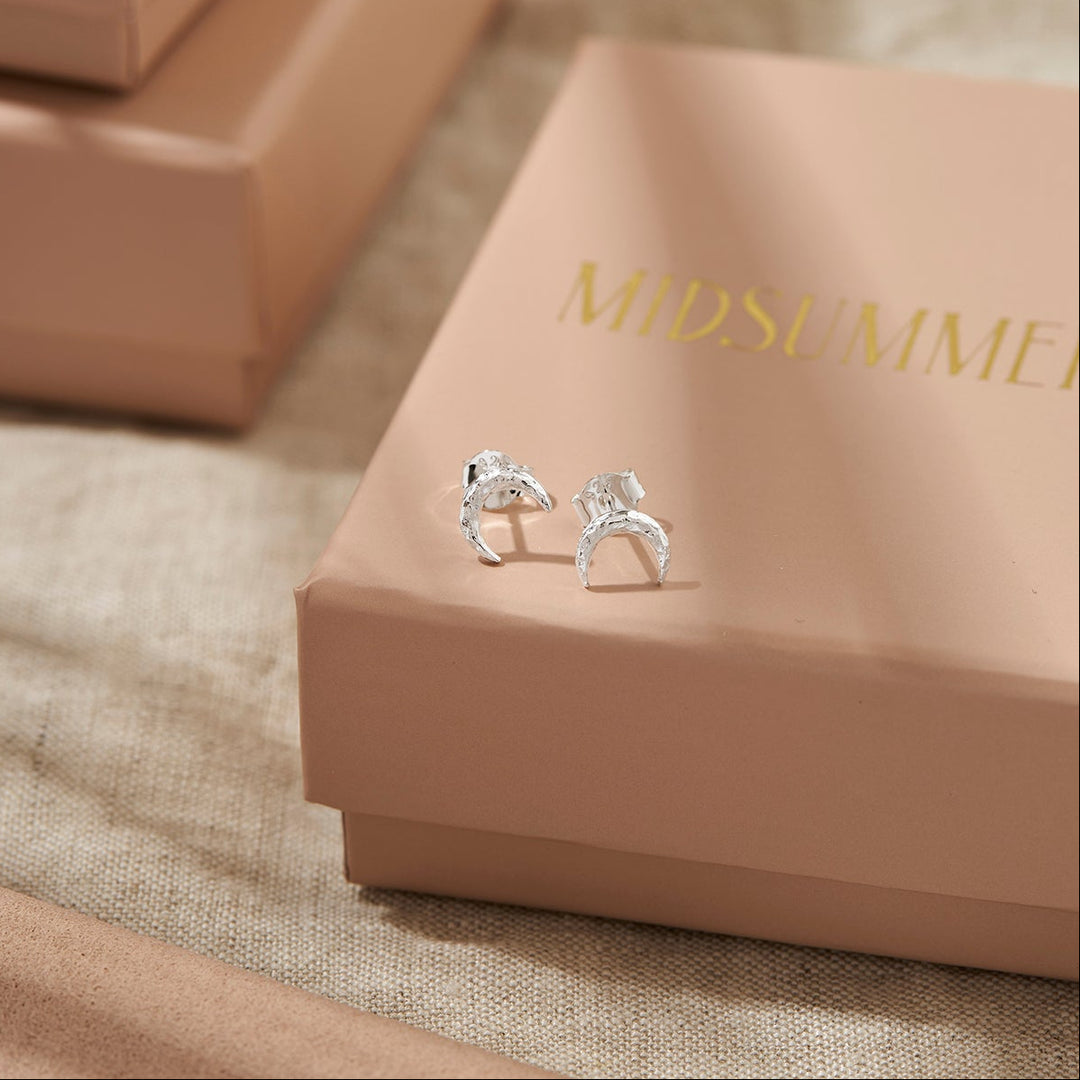 Textured Crescent Studs