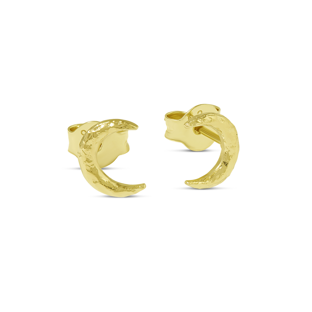 Textured Crescent Studs Gold