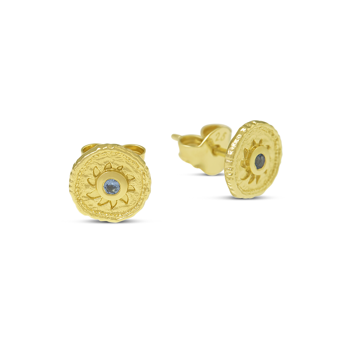 Helios Blue Topaz Studs Gold