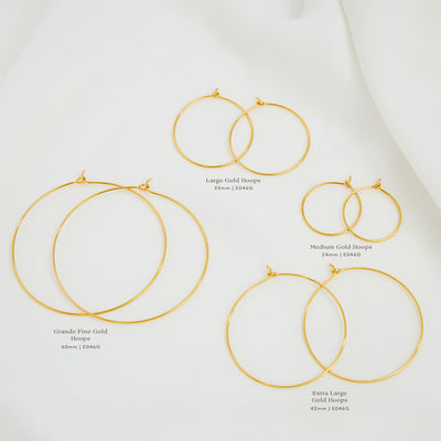 Grande Fine Hoops Gold