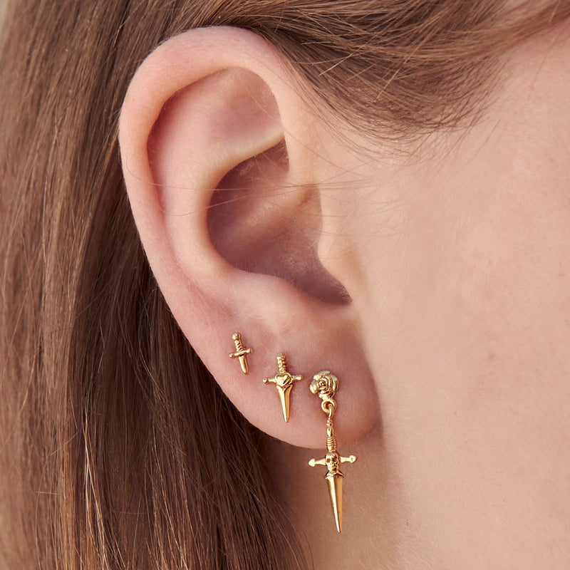 Guarded Heart Studs Gold