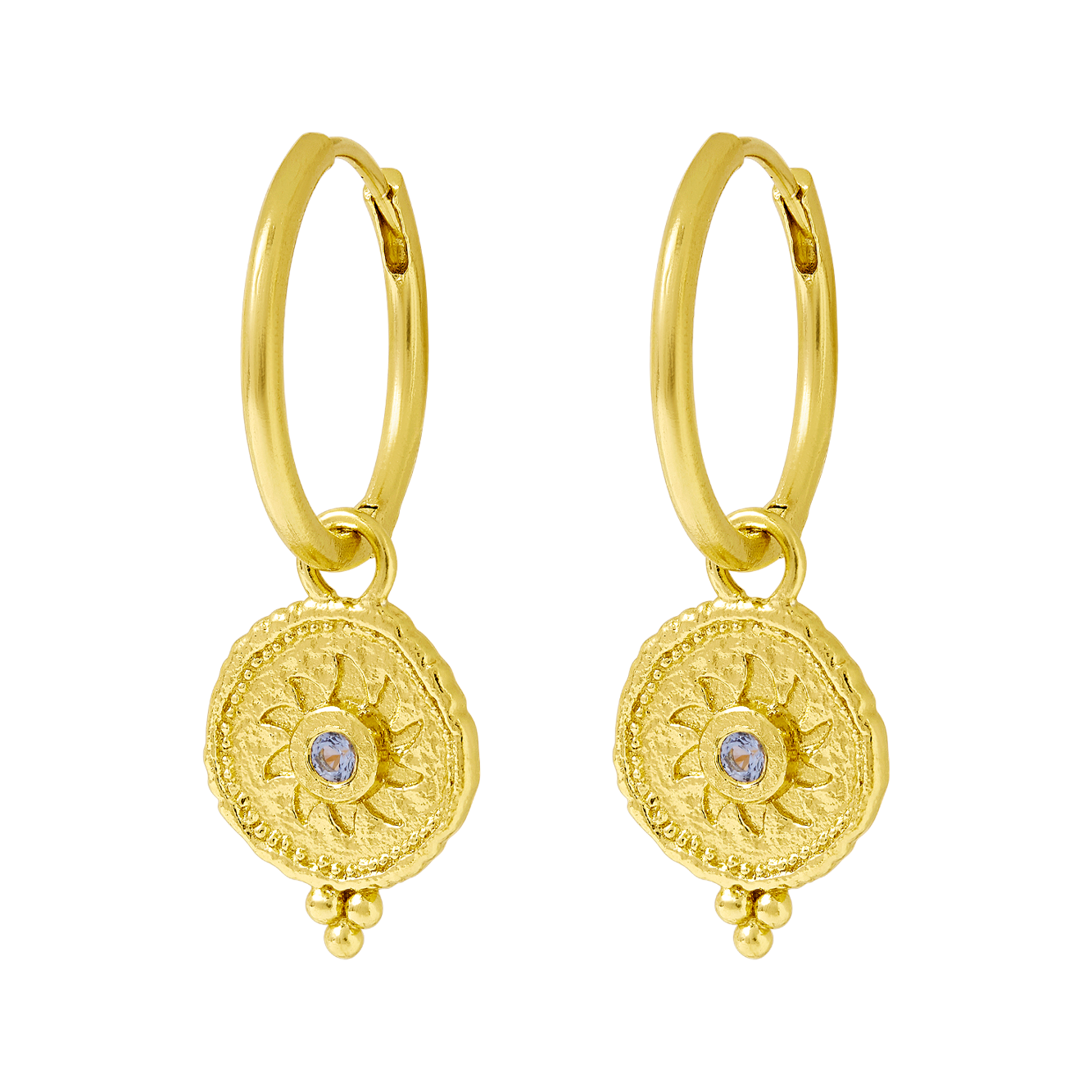 Helios Blue Topaz Huggies Gold – Midsummer Star