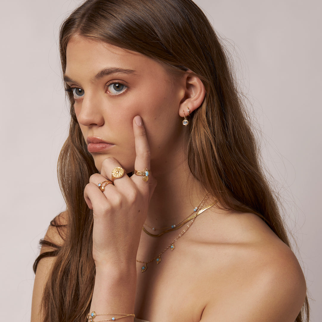 Eagle Spirit Azure Opal Ring Gold