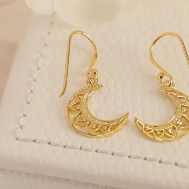 Mandala Moon Earrings Gold