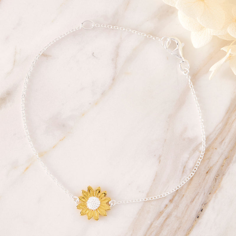 Blossoming Sunflower Two Tone Bracelet