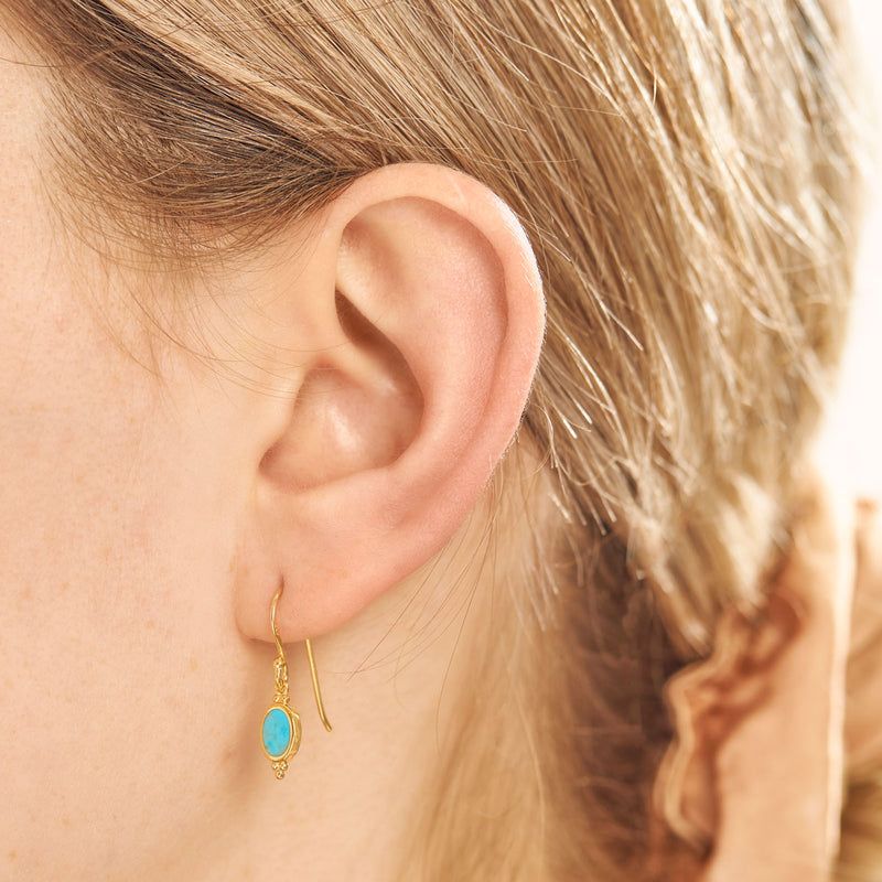 Moon Song Turquoise Earrings Gold