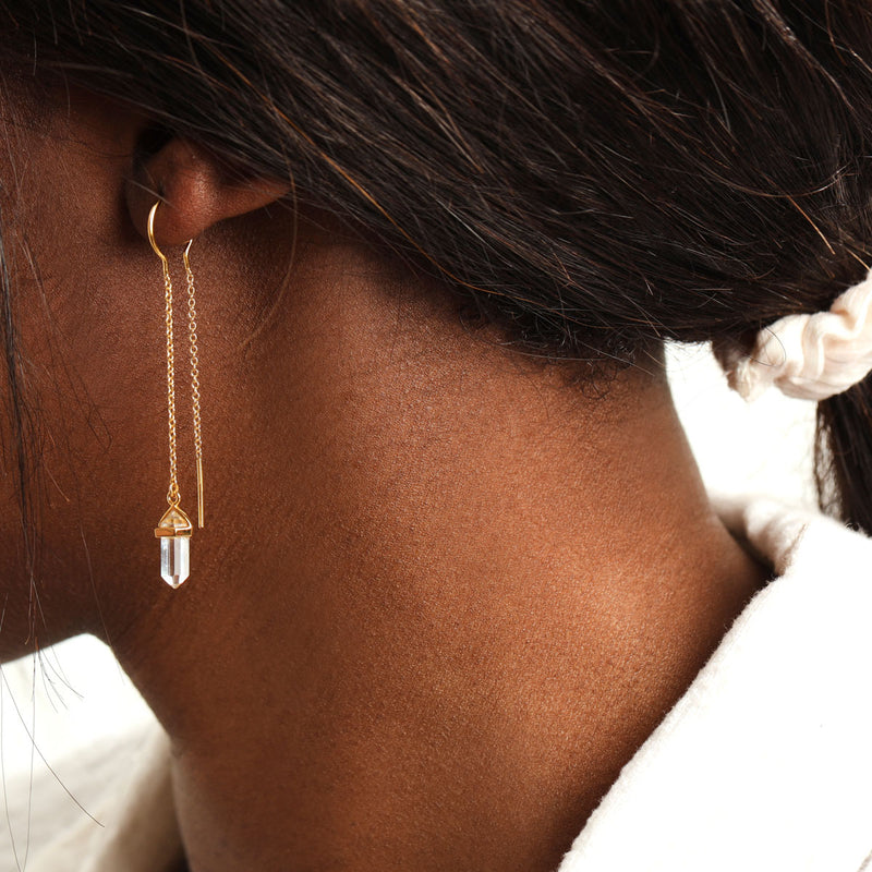 Starlight Crystal Threader Earrings Gold