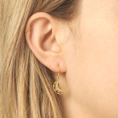 Mandala Moon Earrings Gold