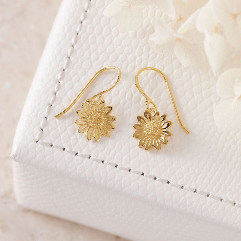 Blossoming Sunflower Earrings Gold