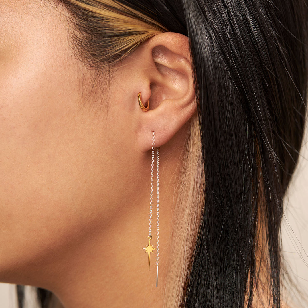 Micro Square Huggie 10mm Gold