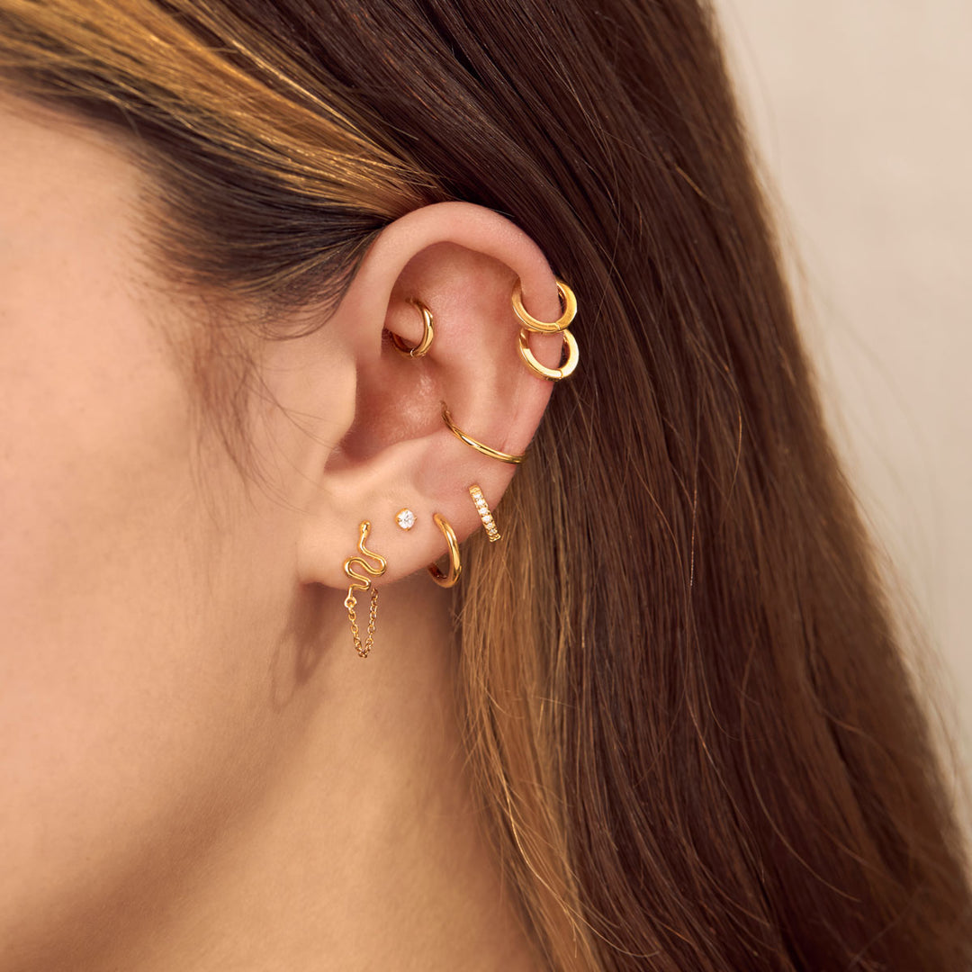 Micro Square Huggie 10mm Gold