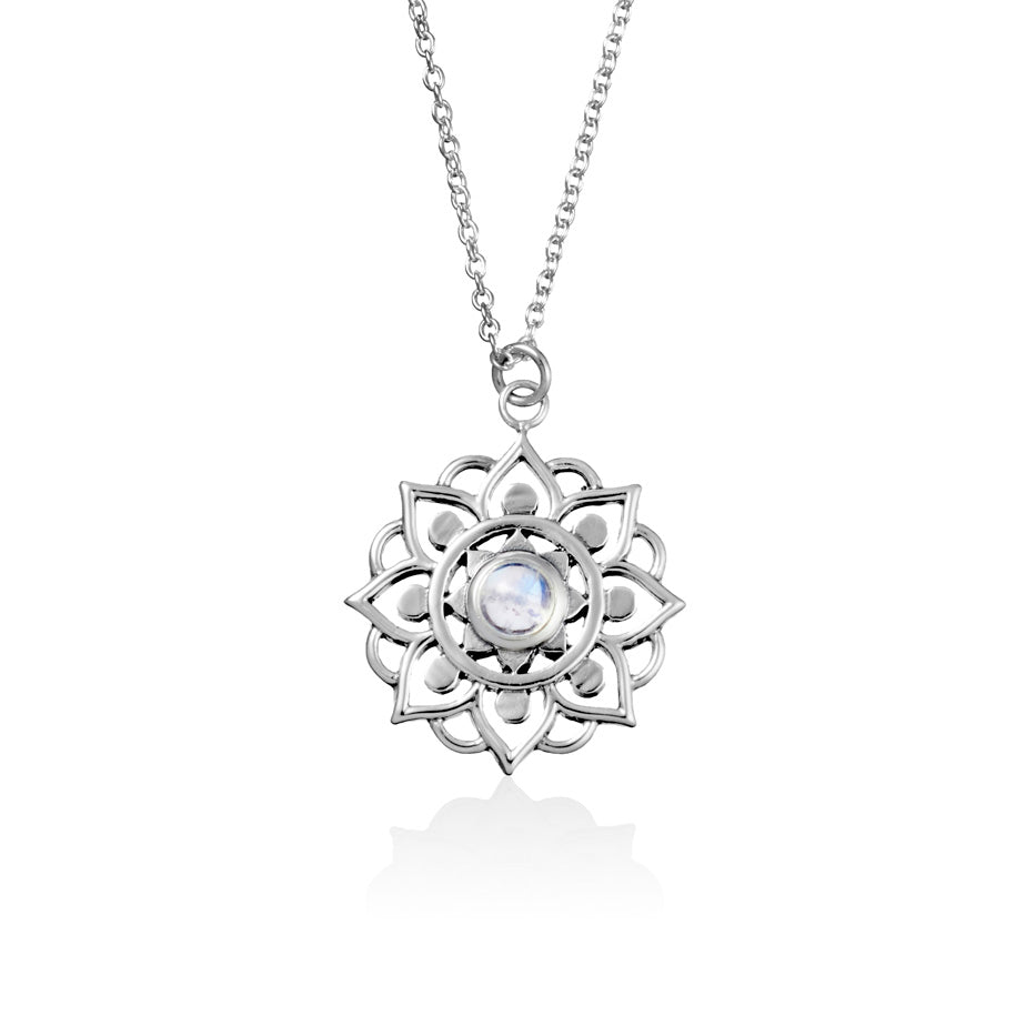 Snowflake Mandala Moonstone Necklace