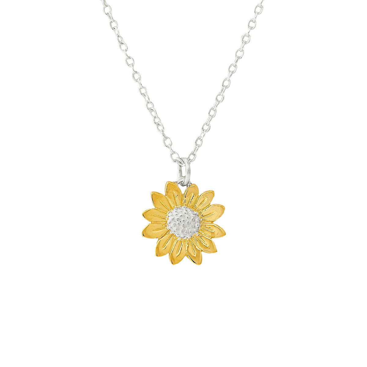 Blossoming Sunflower Two Tone Necklace
