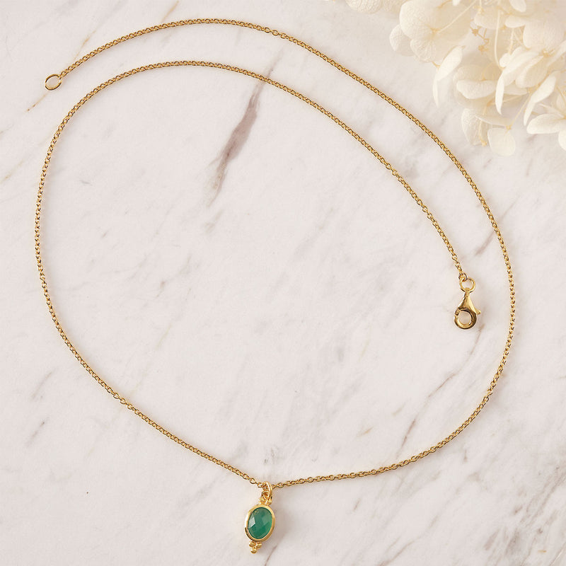 Moon Song Green Onyx Necklace Gold