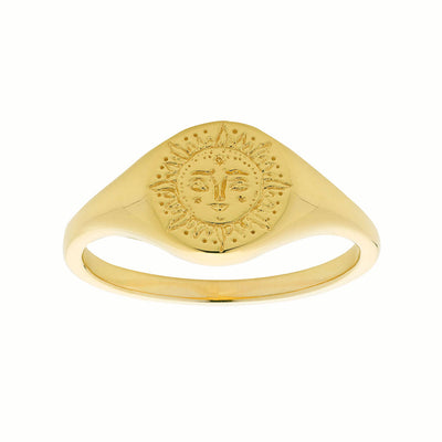 Dainty Sun Signet Ring Gold