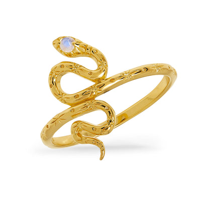 Mystic Serpent Moonstone Ring Gold