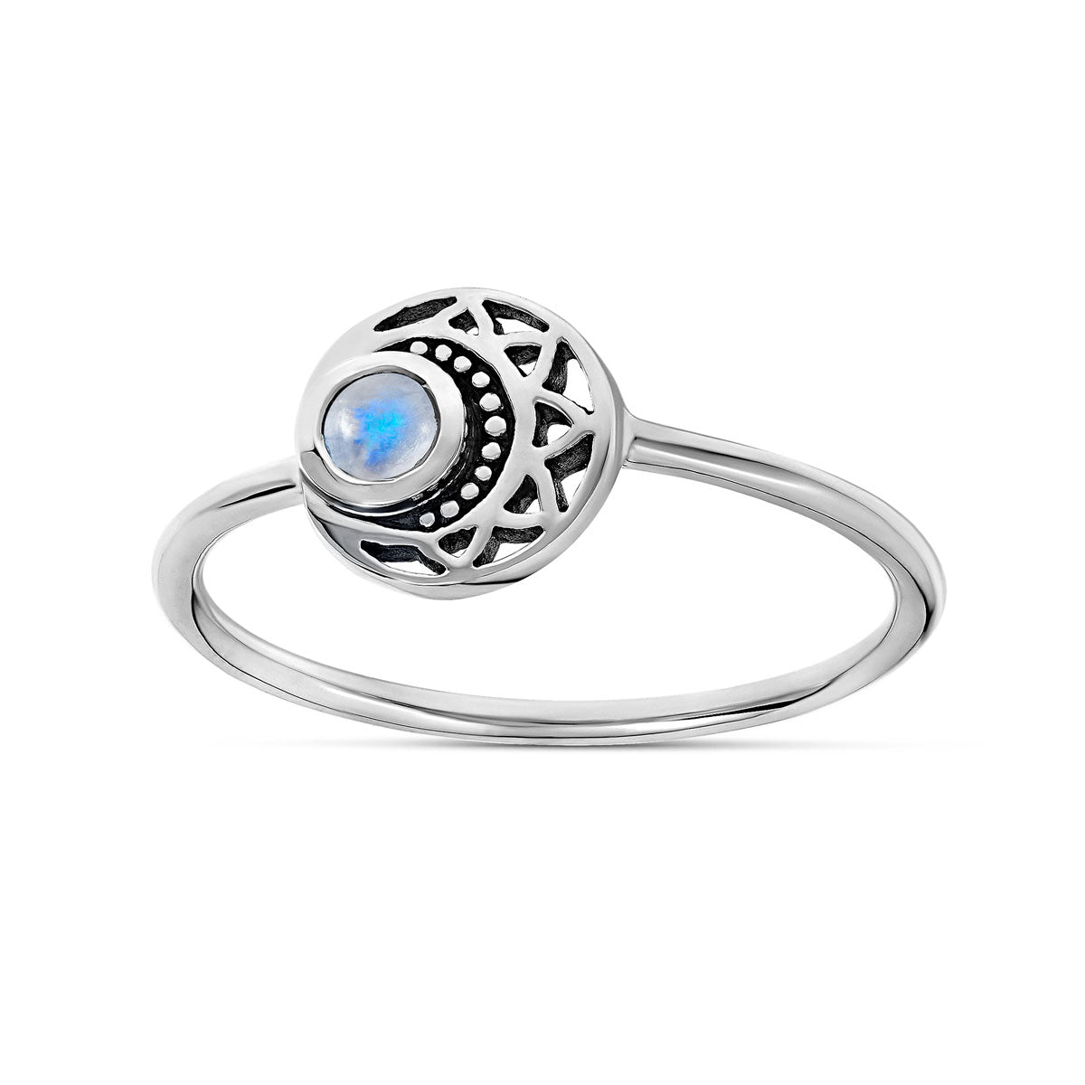 Mandala Moon Moonstone Ring