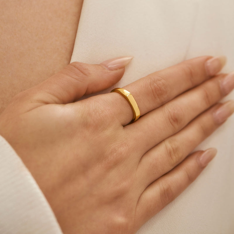 gold vermeil signet ring on hand