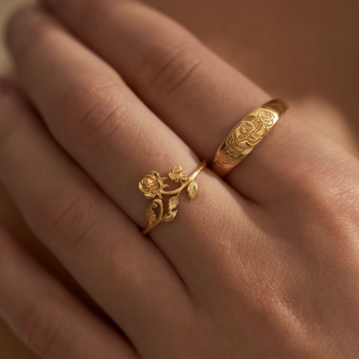 Fallen Roses Ring Gold