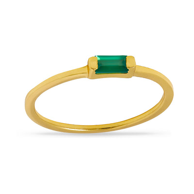 Lumen Baguette Green Onyx Ring Gold