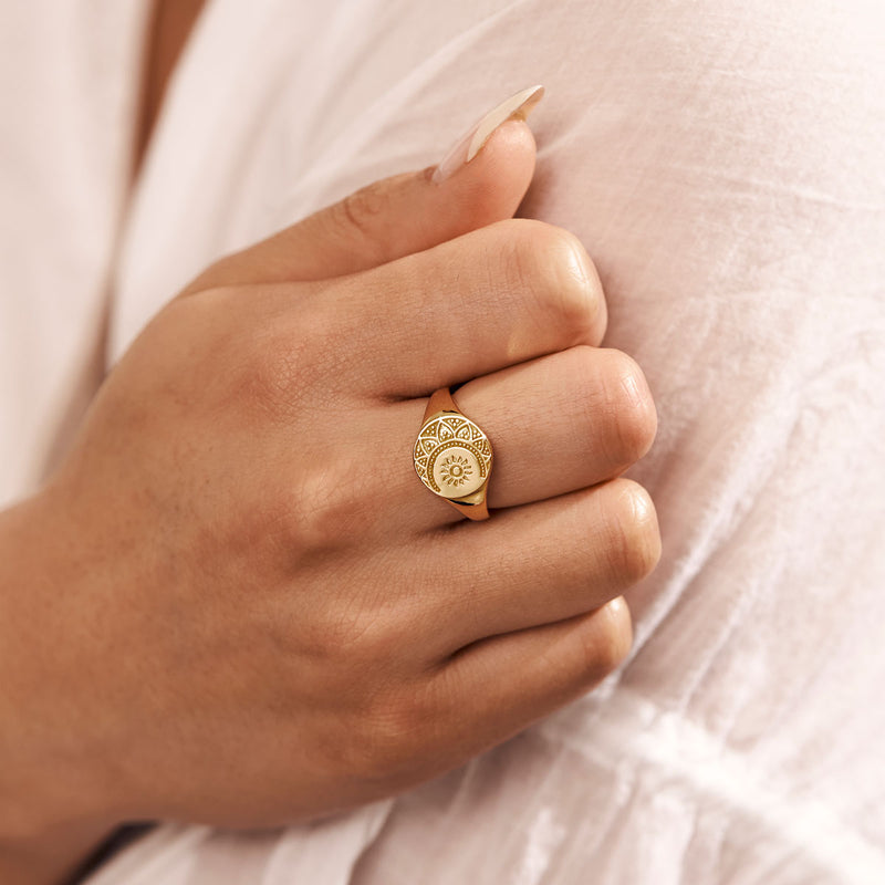 Mandala Deities Signet Ring Gold