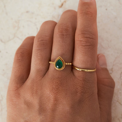Rejoice Green Onyx Ring Gold