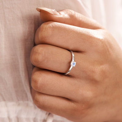 Solitaire Moonstone Ring