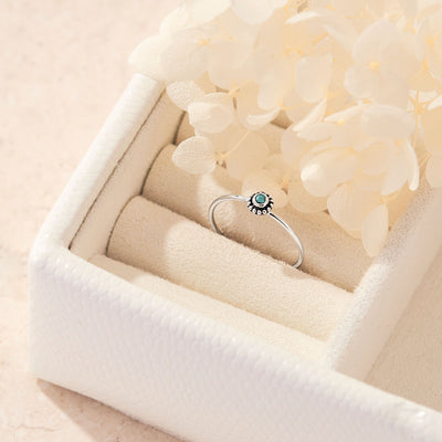 Dainty Beaded Turquoise Flower Ring