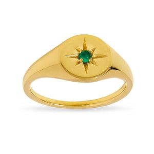 Enchanted Light Green Onyx Signet Ring Gold