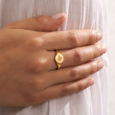 Enchanted Light Moonstone Signet Ring Gold