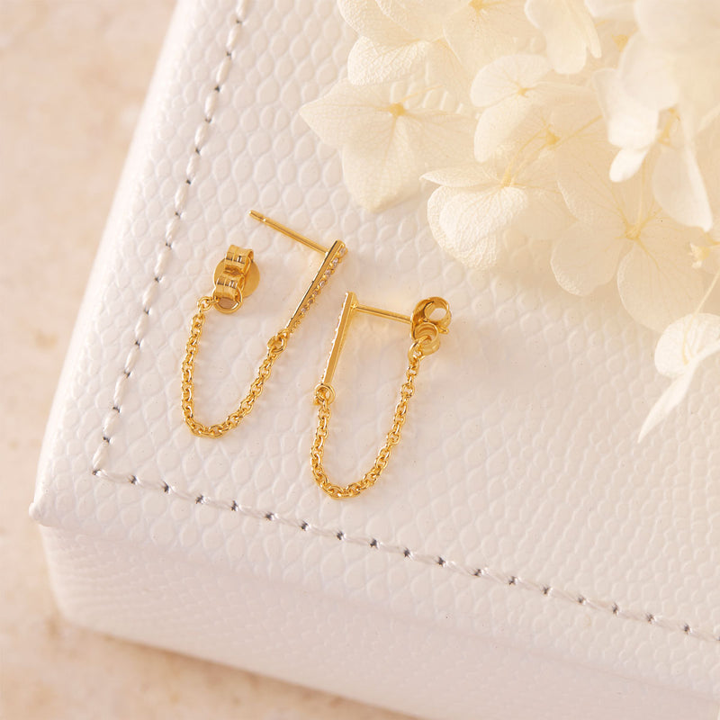 Chained Constellation Studs Gold