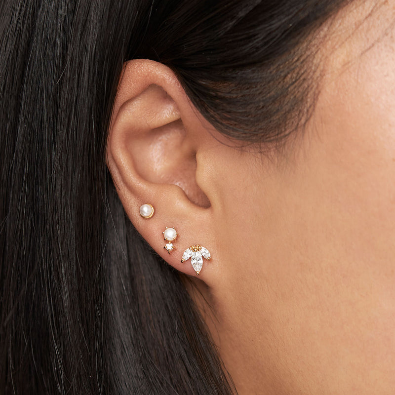 Trinity Sparkle Studs Gold