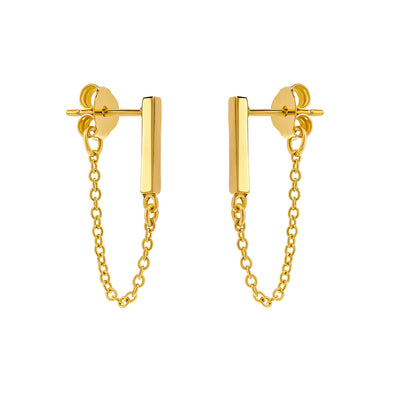 Bar And Chain Gold Studs