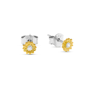 Tiny Sunflower Two Tone Studs