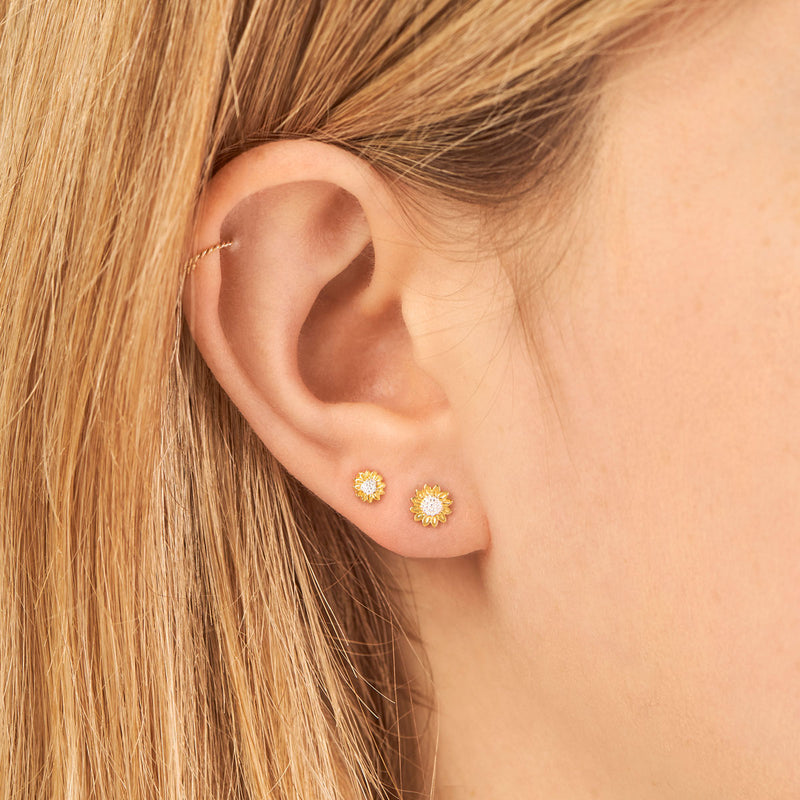 Tiny Sunflower Two Tone Studs